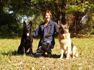 Sonja Heritage and canines Czaro and Drako